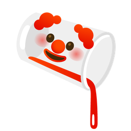 clown face and pouring liquid