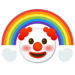 clown face and rainbow