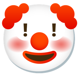 clown face and red exclamation mark