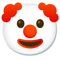 clown face and red heart
