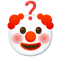 clown face and red question mark