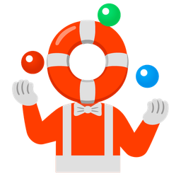 clown face and ring buoy