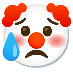 clown face and sad but relieved face