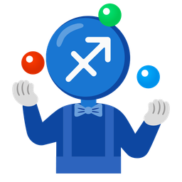 clown face and Sagittarius