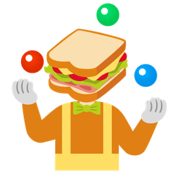 clown face and sandwich