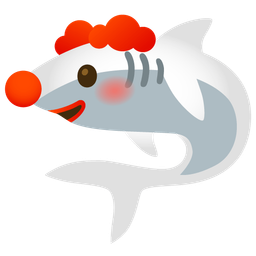 clown face and shark
