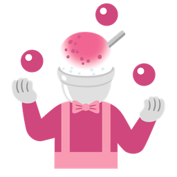 clown face and shaved ice