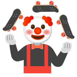 clown face and skateboard