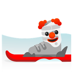 clown face and skis