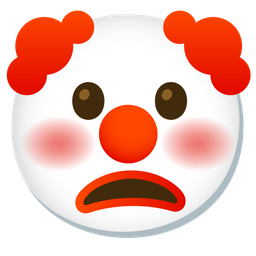 clown face and slightly frowning face