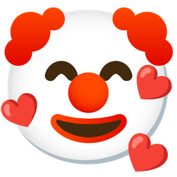 Clown face and Smiling face with hearts