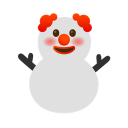 clown face and snowman without snow