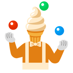 clown face and soft ice cream