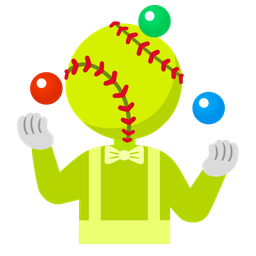 clown face and softball