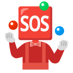 clown face and SOS button