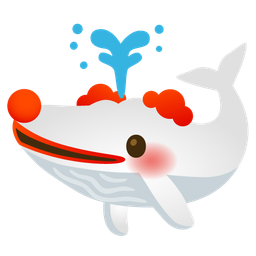 clown face and spouting whale