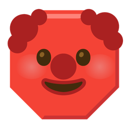 clown face and stop sign