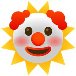 clown face and sun with face