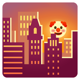 clown face and sunset