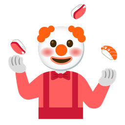 clown face and sushi