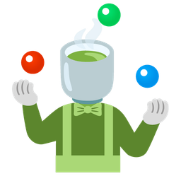 clown face and teacup without handle