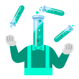 clown face and test tube