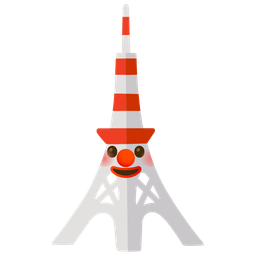 clown face and Tokyo tower