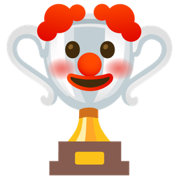 clown face and trophy
