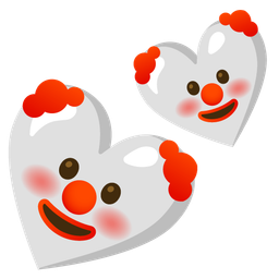 clown face and two hearts