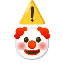 clown face and warning
