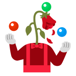 clown face and wilted flower