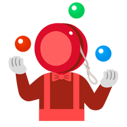 clown face and yo-yo