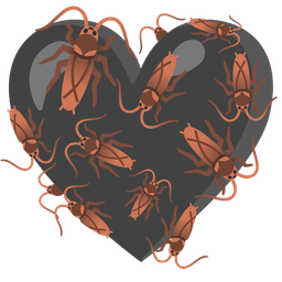 cockroach and black heart
