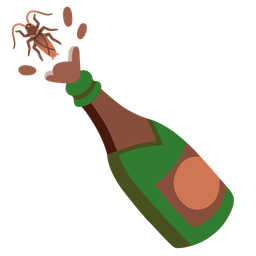 cockroach and bottle with popping cork
