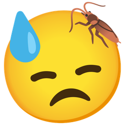 cockroach and downcast face with sweat