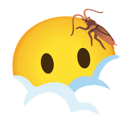 cockroach and face in clouds