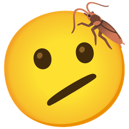 cockroach and face with diagonal mouth