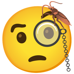 cockroach and face with monocle