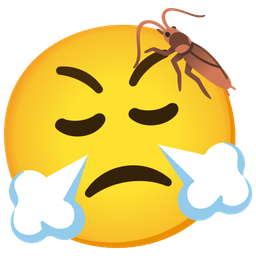 cockroach and face with steam from nose
