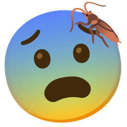 cockroach and fearful face