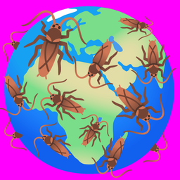 cockroach and globe showing Europe-Africa