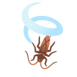 cockroach and leaf fluttering in wind