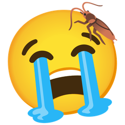 cockroach and loudly crying face