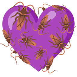 cockroach and purple heart