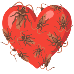 cockroach and red heart