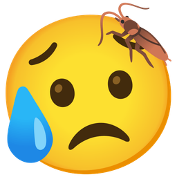 cockroach and sad but relieved face