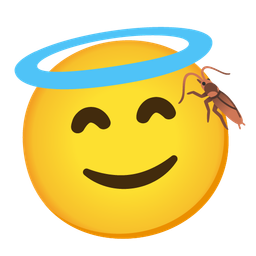 Cockroach and Smiling face with halo
