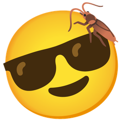 cockroach and smiling face with sunglasses