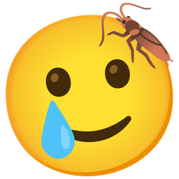 Cockroach and Smiling face with tear