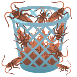 cockroach and wastebasket